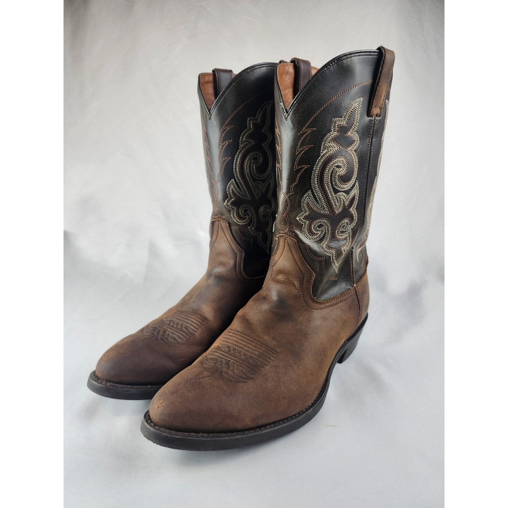 Double H Size 13 EE Men's Brown Leather Western Cowboy Boots Made In‎ Mexico